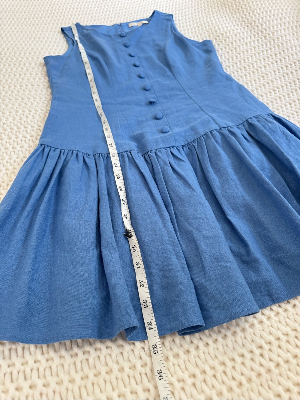 Wayf Blue Sleeveless Button-Front Drop-Waist Mini Dress - Picture 5 of 5